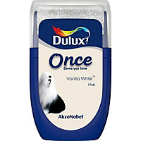 Dulux Once Vanilla white Matt Emulsion paint, 30ml Tester pot