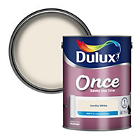 Dulux Once Vanilla white Matt Emulsion paint, 5L