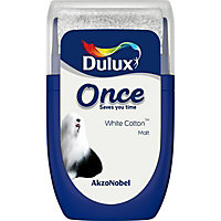 Dulux Once White cotton Matt Emulsion paint, 30ml