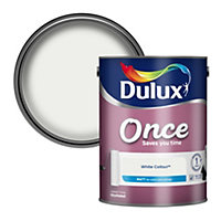 Dulux Once White cotton Matt Emulsion paint, 5L