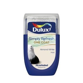 Dulux One coat Almond white Matt Emulsion paint, 30ml