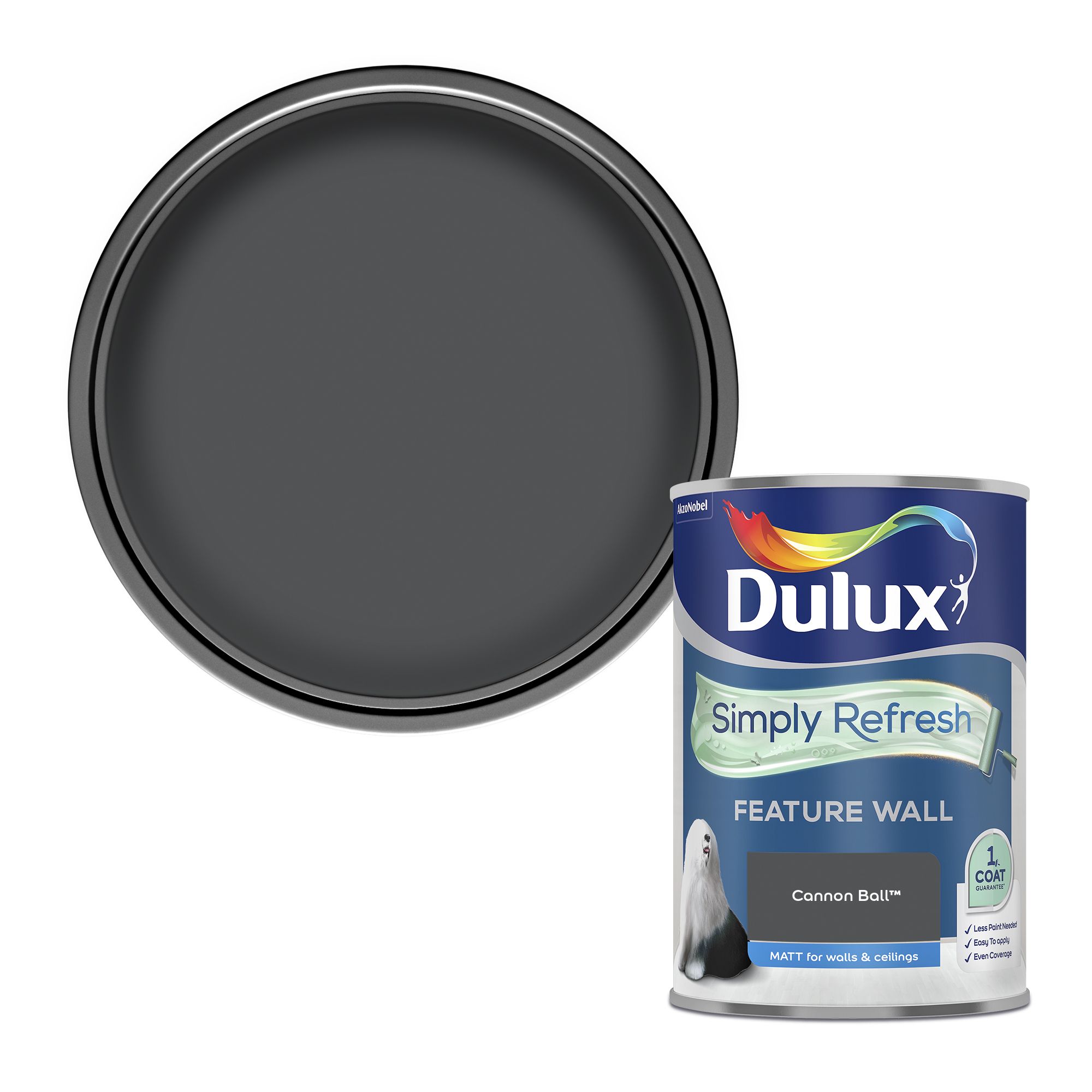 Dulux One coat Cannon ball Matt 1.25L DIY at B&Q