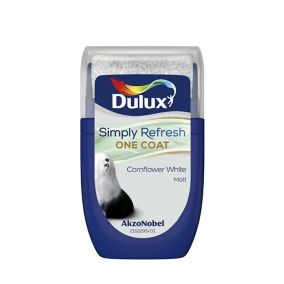 Dulux One coat Cornflower white Matt Emulsion paint, 30ml Tester pot