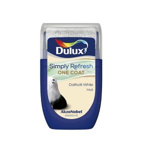 Dulux One coat Daffodil white Matt Emulsion paint, 30ml