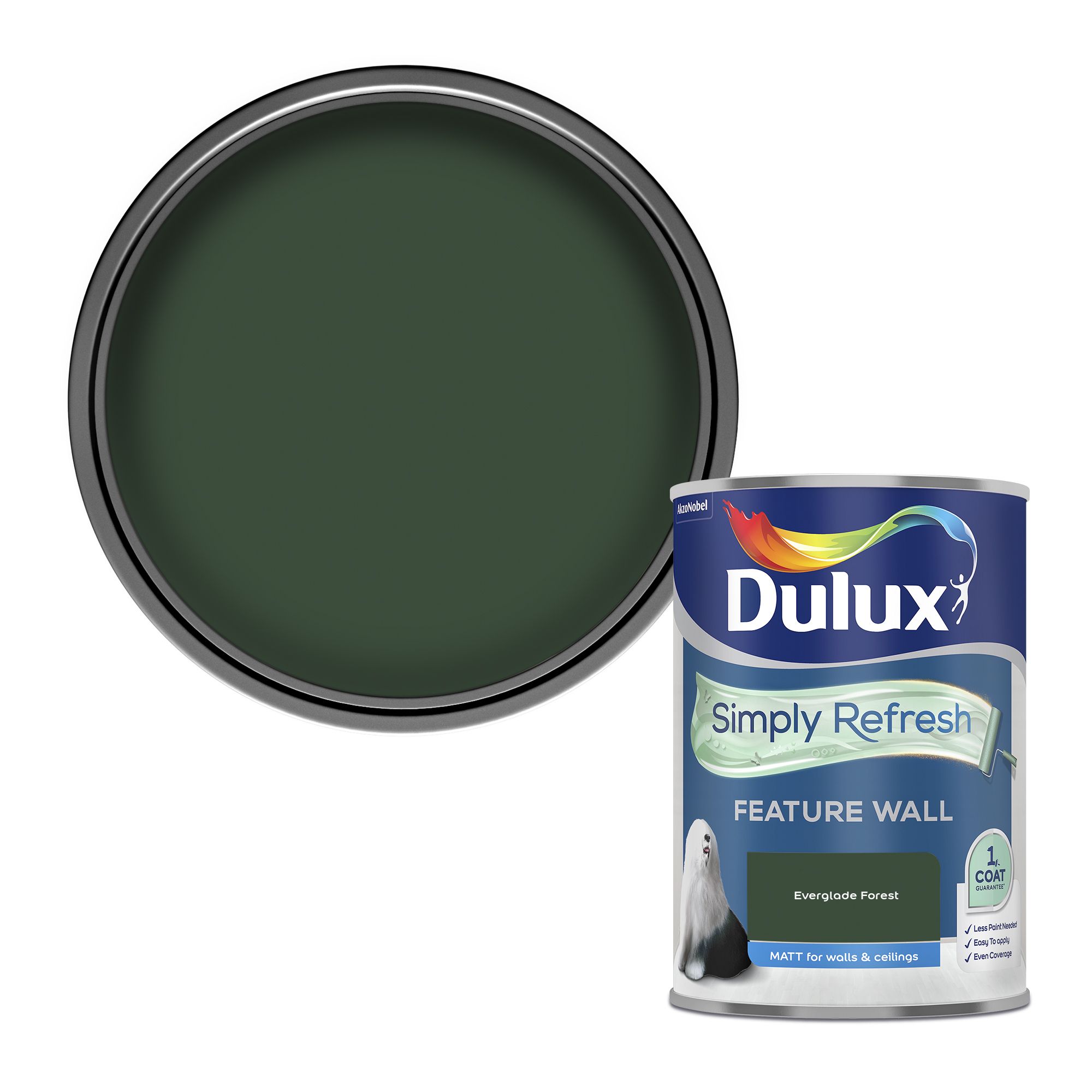 Dulux One coat Everglade forest Matt Emulsion paint, 1.25L DIY at B&Q