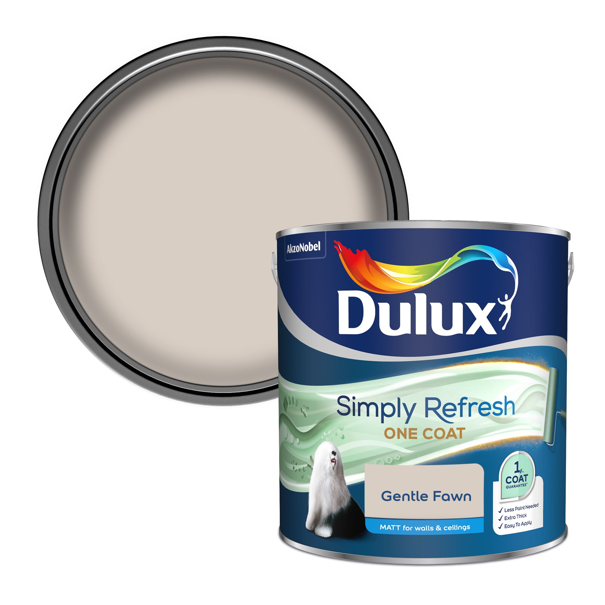 Dulux One coat Gentle fawn Matt Emulsion paint, 2.5L