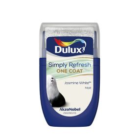 Dulux One coat Jasmine white Matt Emulsion paint, 30ml Tester pot