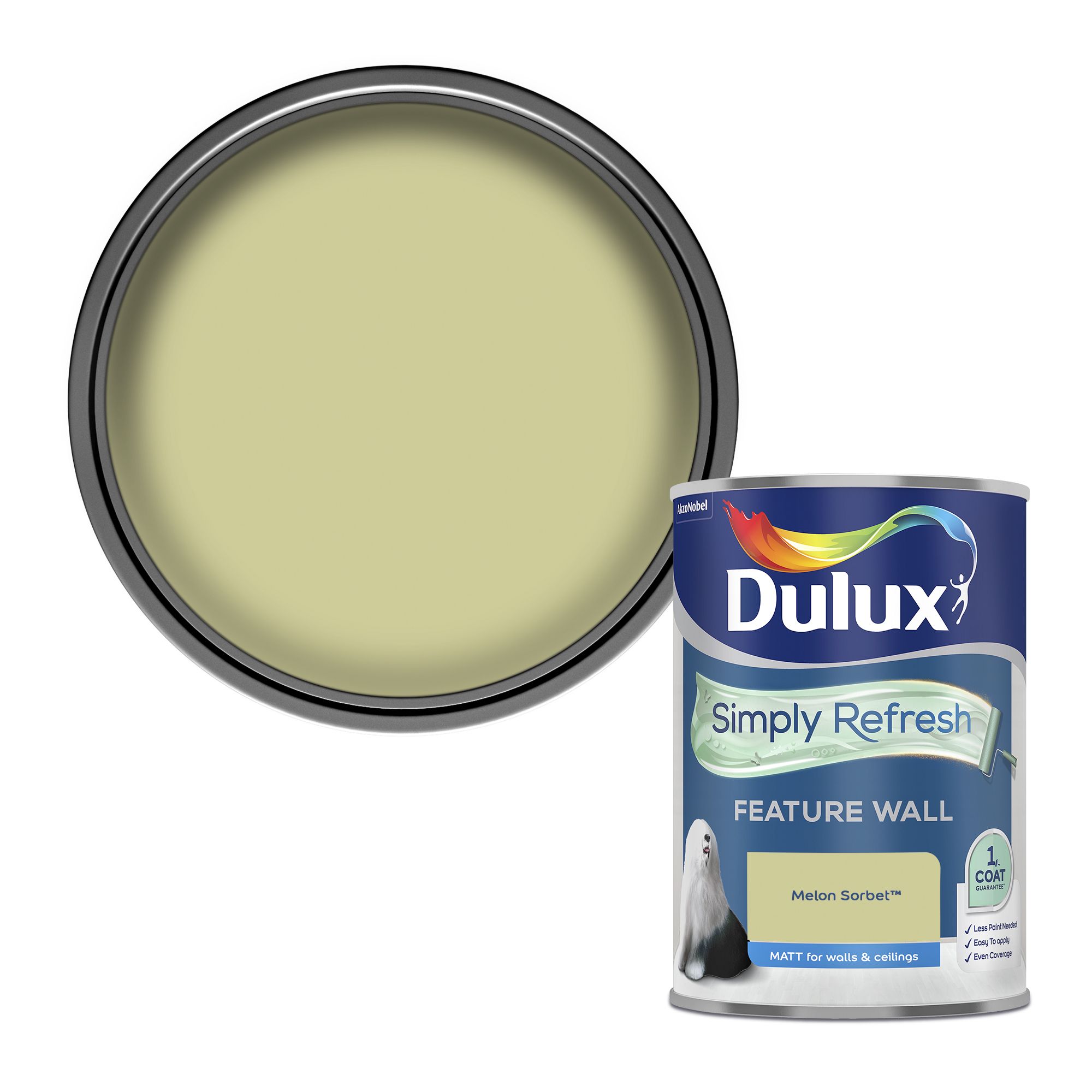 Dulux One coat Melon sorbet Matt Emulsion paint, 1.25L