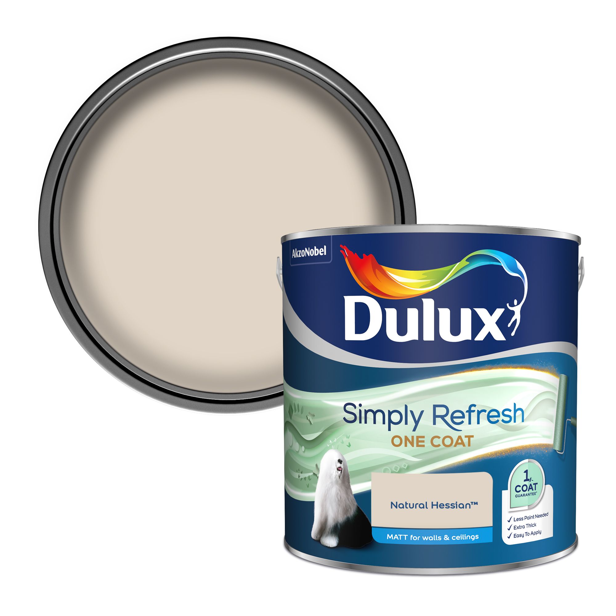 Dulux One coat Natural hessian Matt Emulsion paint, 2.5L