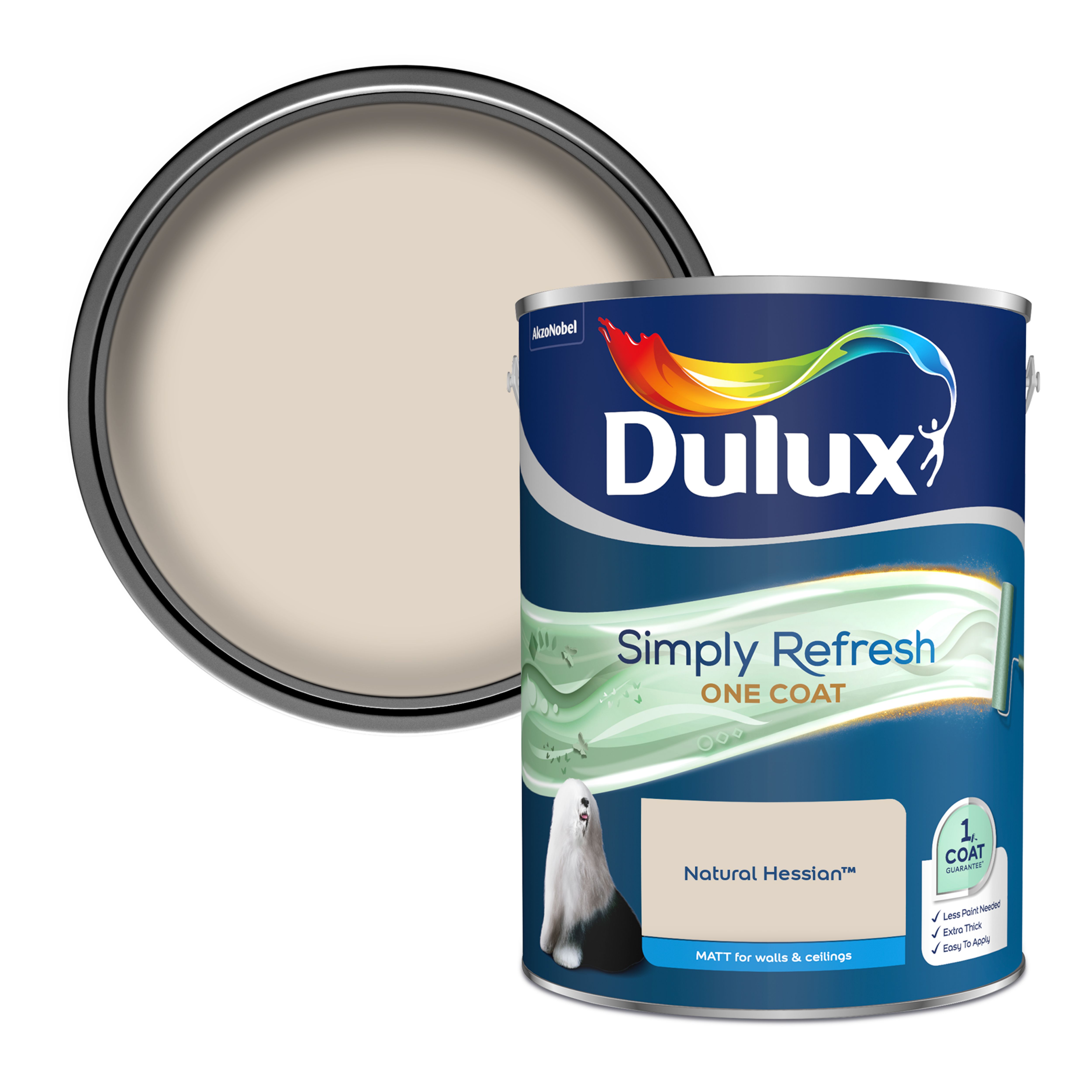 Dulux One coat Natural hessian Matt Emulsion paint, 5L