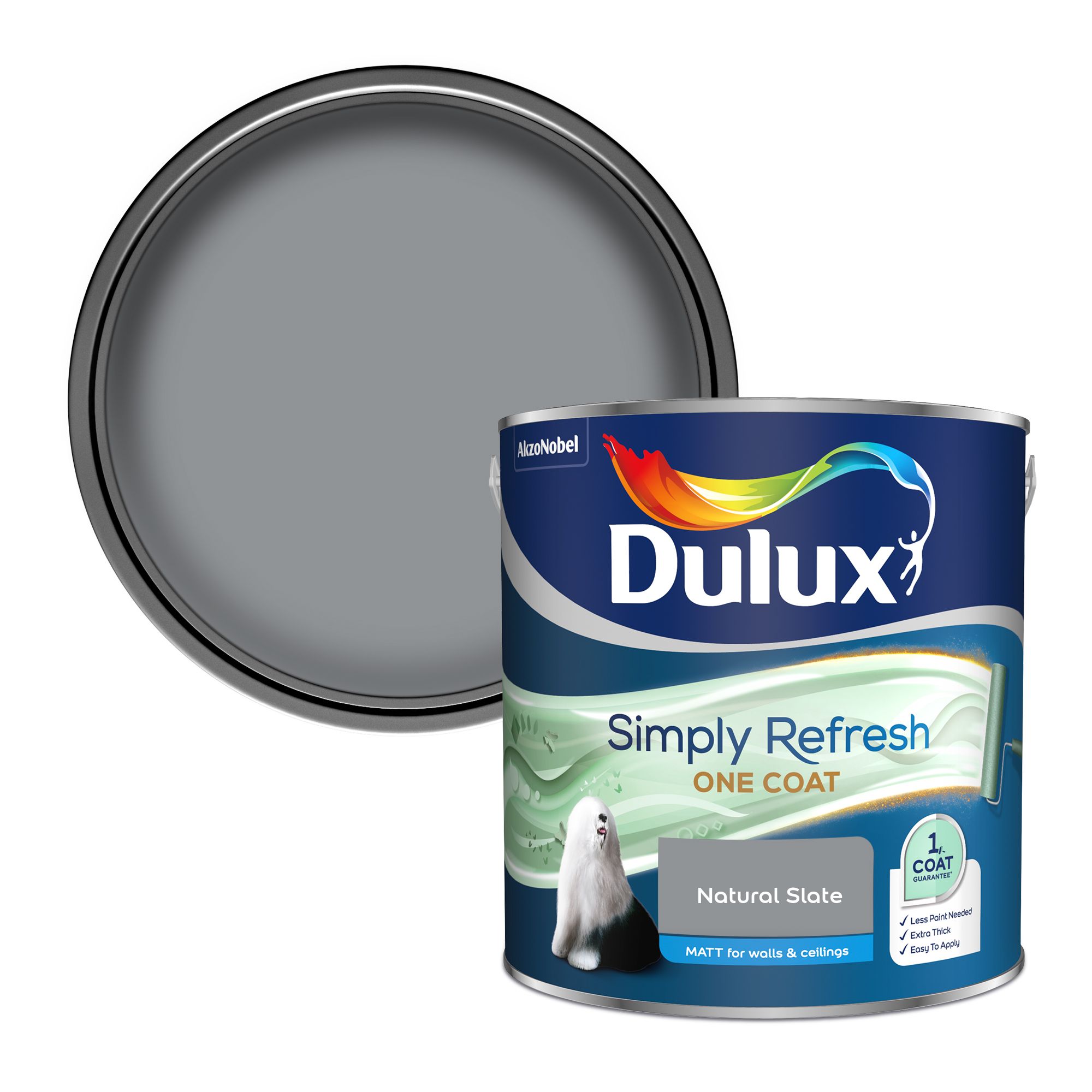 Dulux One coat Natural slate Matt Emulsion paint, 2.5L | DIY at B&Q