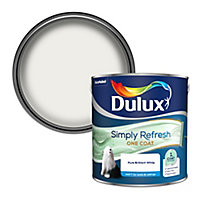 Dulux One coat Pure brilliant white Matt Emulsion paint, 2.5L