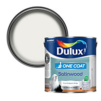 Dulux One Coat Pure Brilliant White Satinwood Metal & wood paint, 2.5L