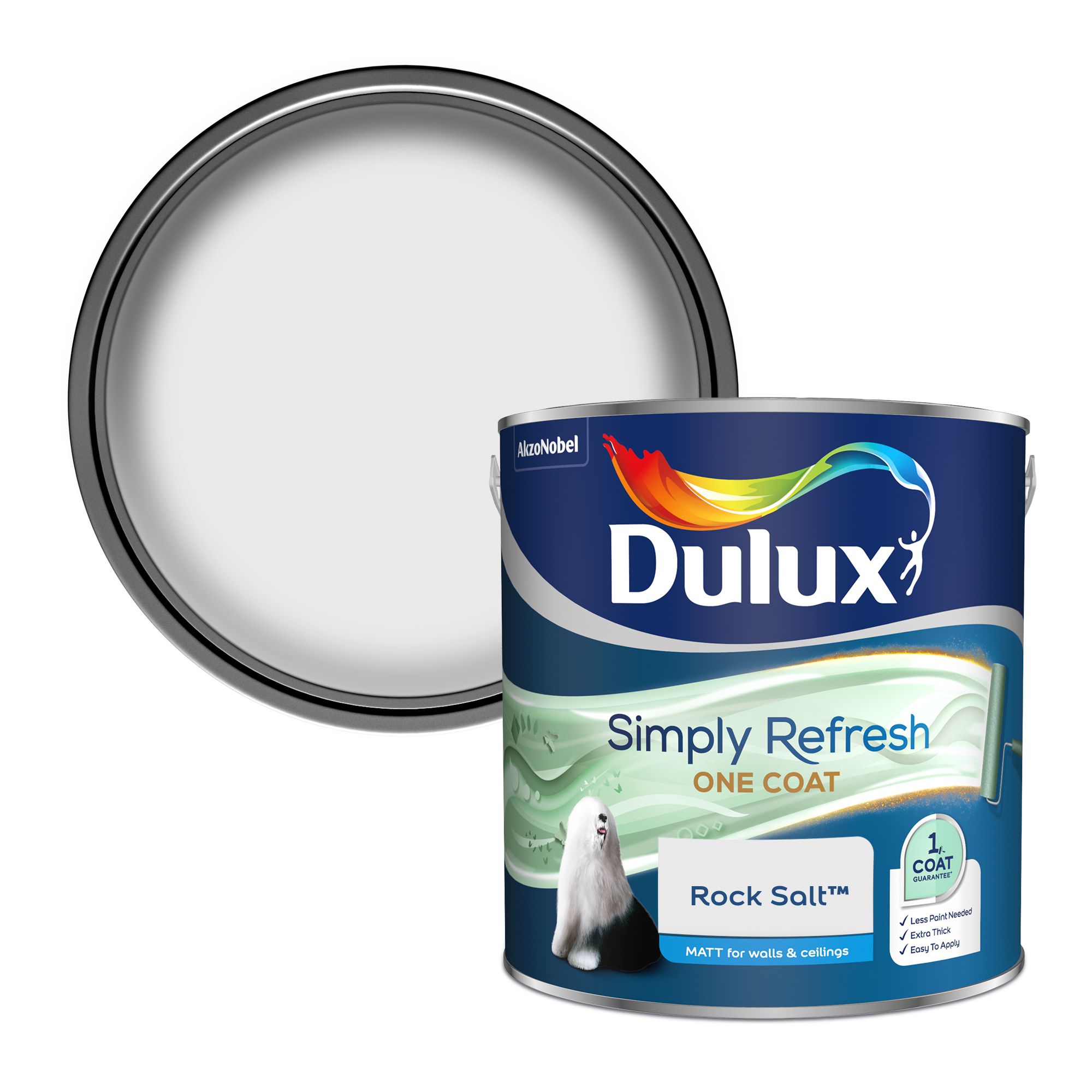 Dulux One coat Rock salt Matt Emulsion paint, 2.5L DIY at B&Q