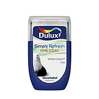 Dulux One coat White cotton Matt Emulsion paint, 30ml Tester pot