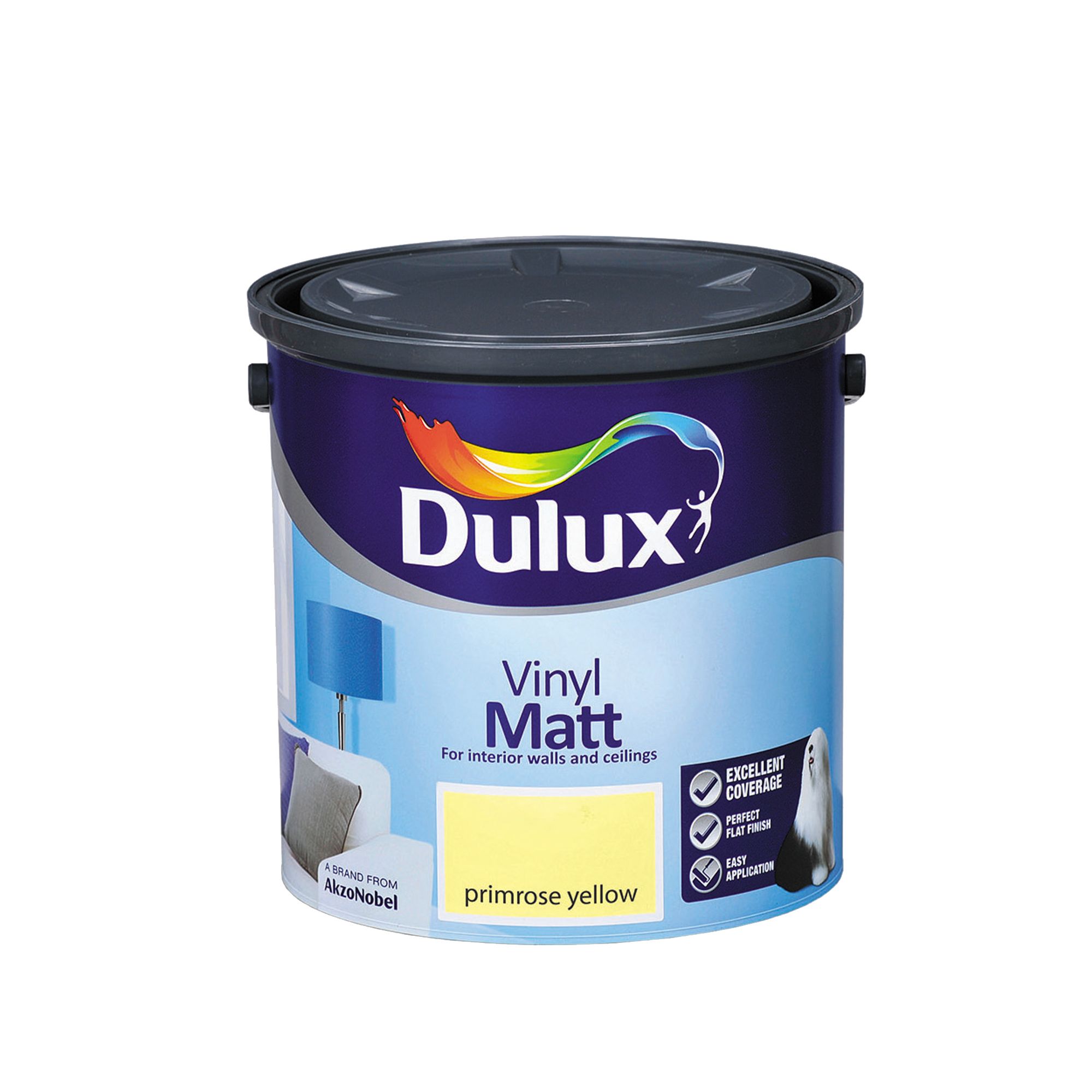 Dulux Primrose yellow Vinyl matt Emulsion paint, 2.5L