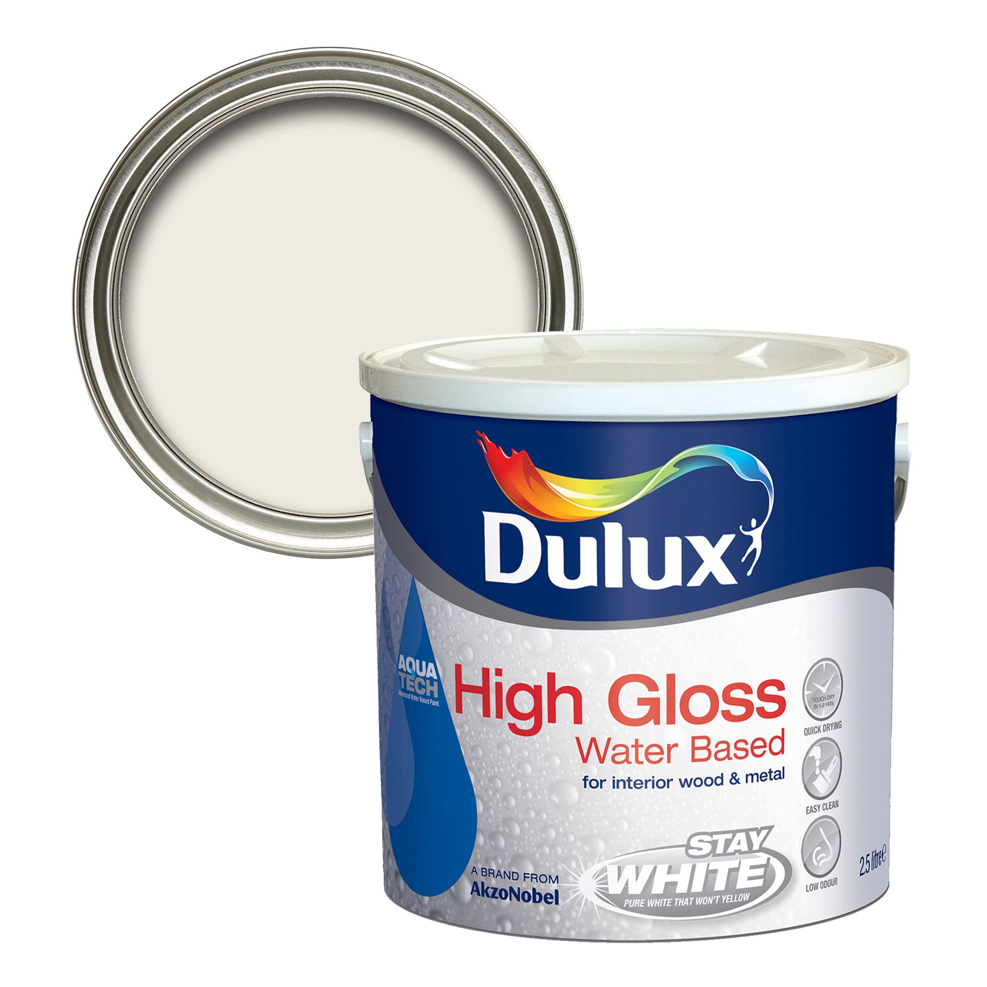 Dulux Professional White High gloss Metal & wood paint, 2.5L