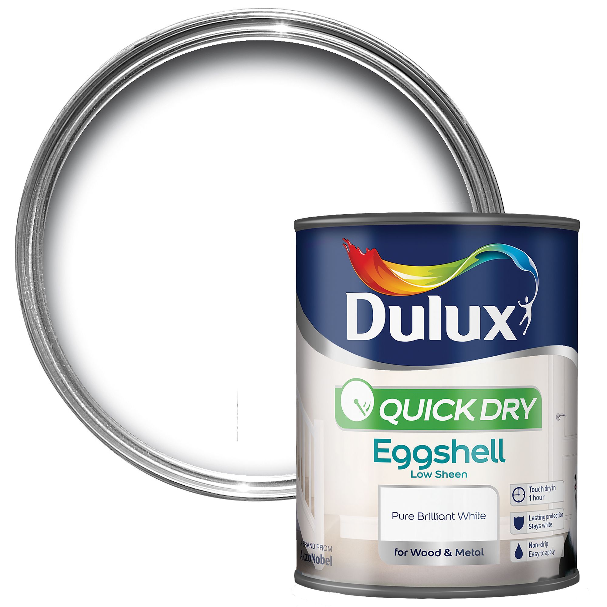 Dulux Pure brilliant white Eggshell Metal & wood paint, 750ml