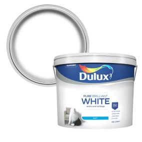 Dulux Pure brilliant white Matt Emulsion paint, 10L