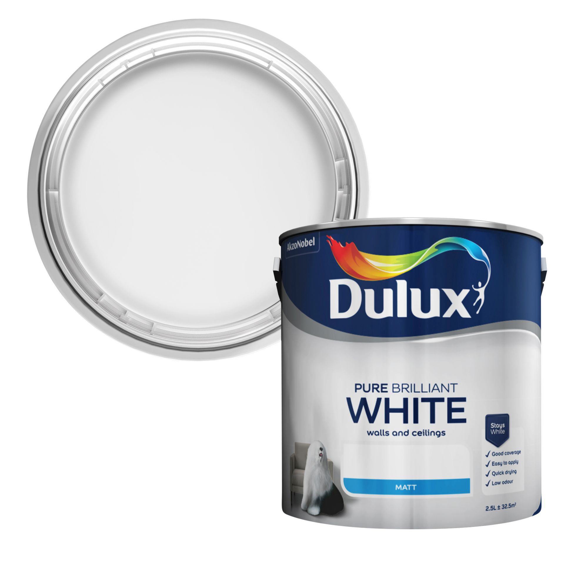 Dulux - Pure Brilliant White - Matt Emulsion Paint 2.5L