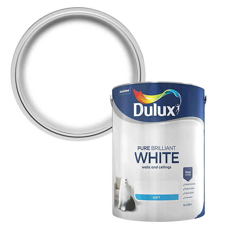 Dulux Pure Brilliant White Matt, White Ceiling Paint 5l