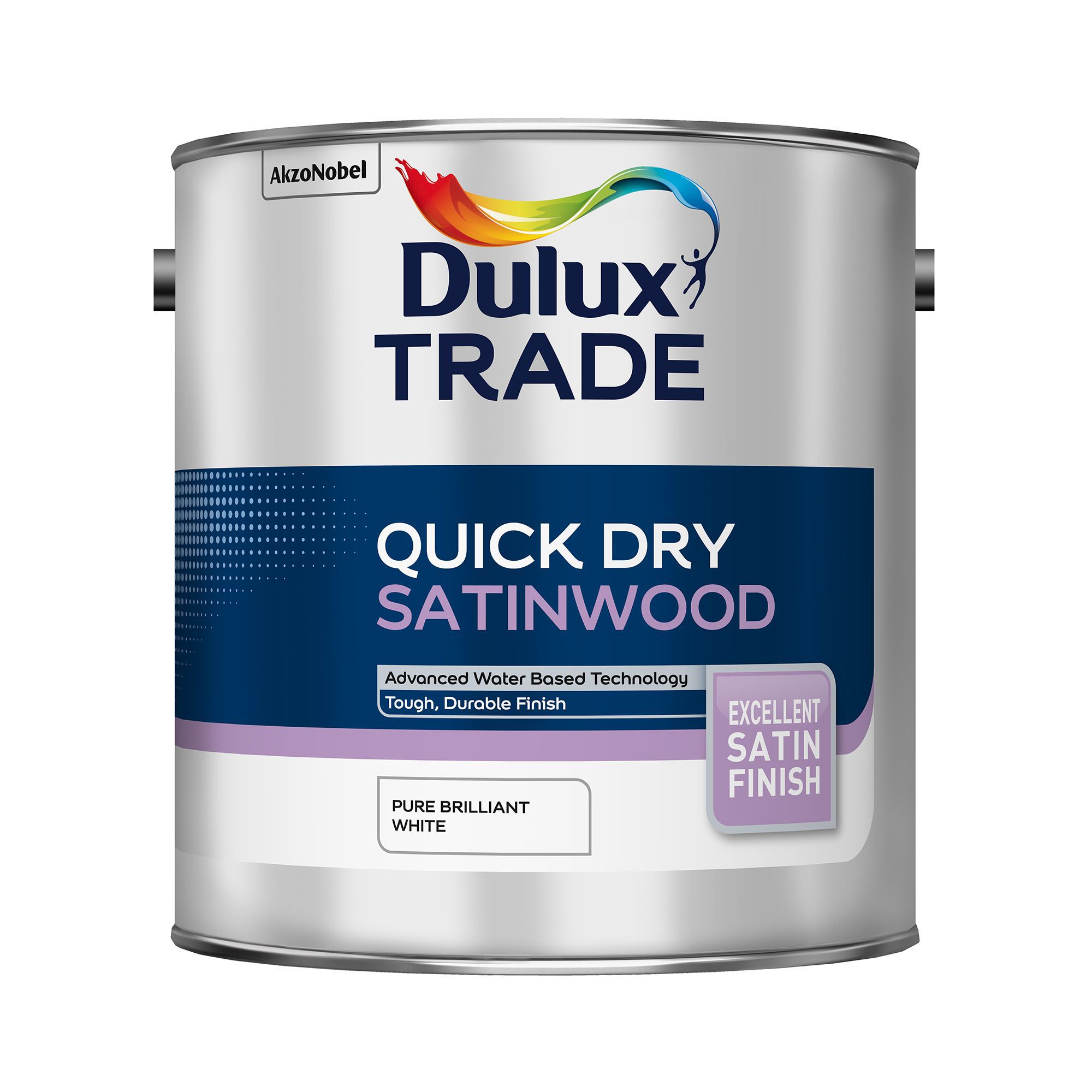 Dulux Pure brilliant white Satinwood Interior Metal & wood paint, 2.5L