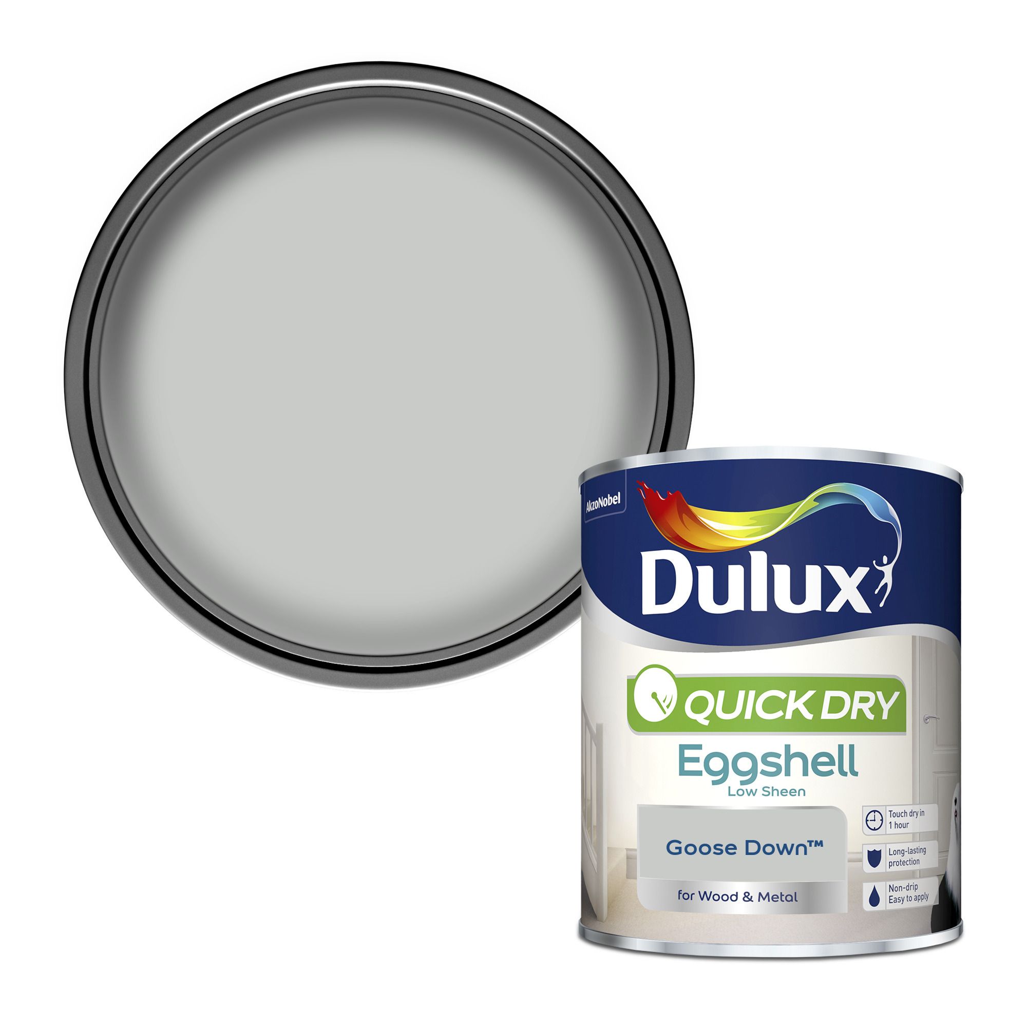 Dulux Quick dry Goose down Eggshell Metal & wood paint, 750ml