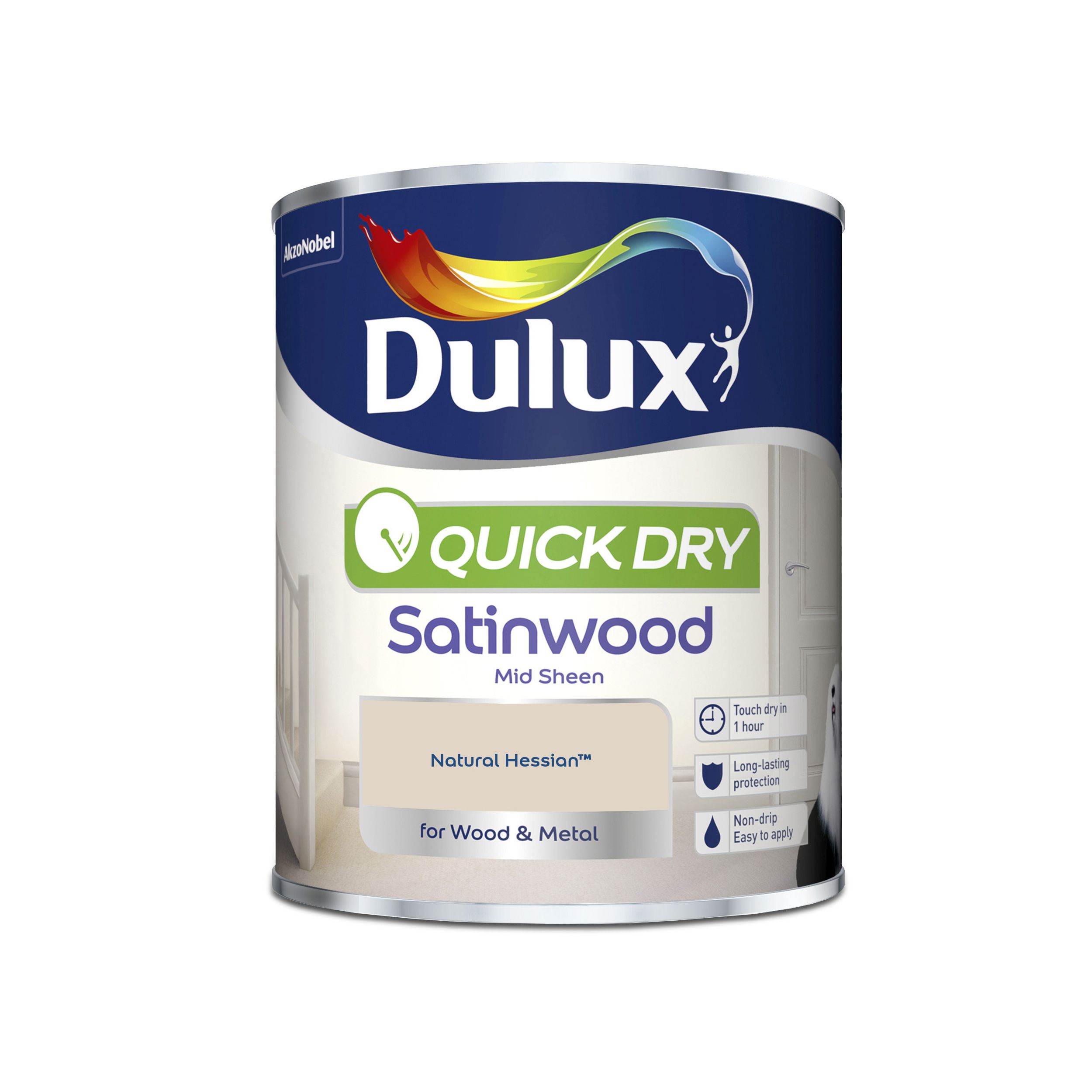 Dulux Quick dry Natural hessian Satinwood Metal & wood paint, 750ml