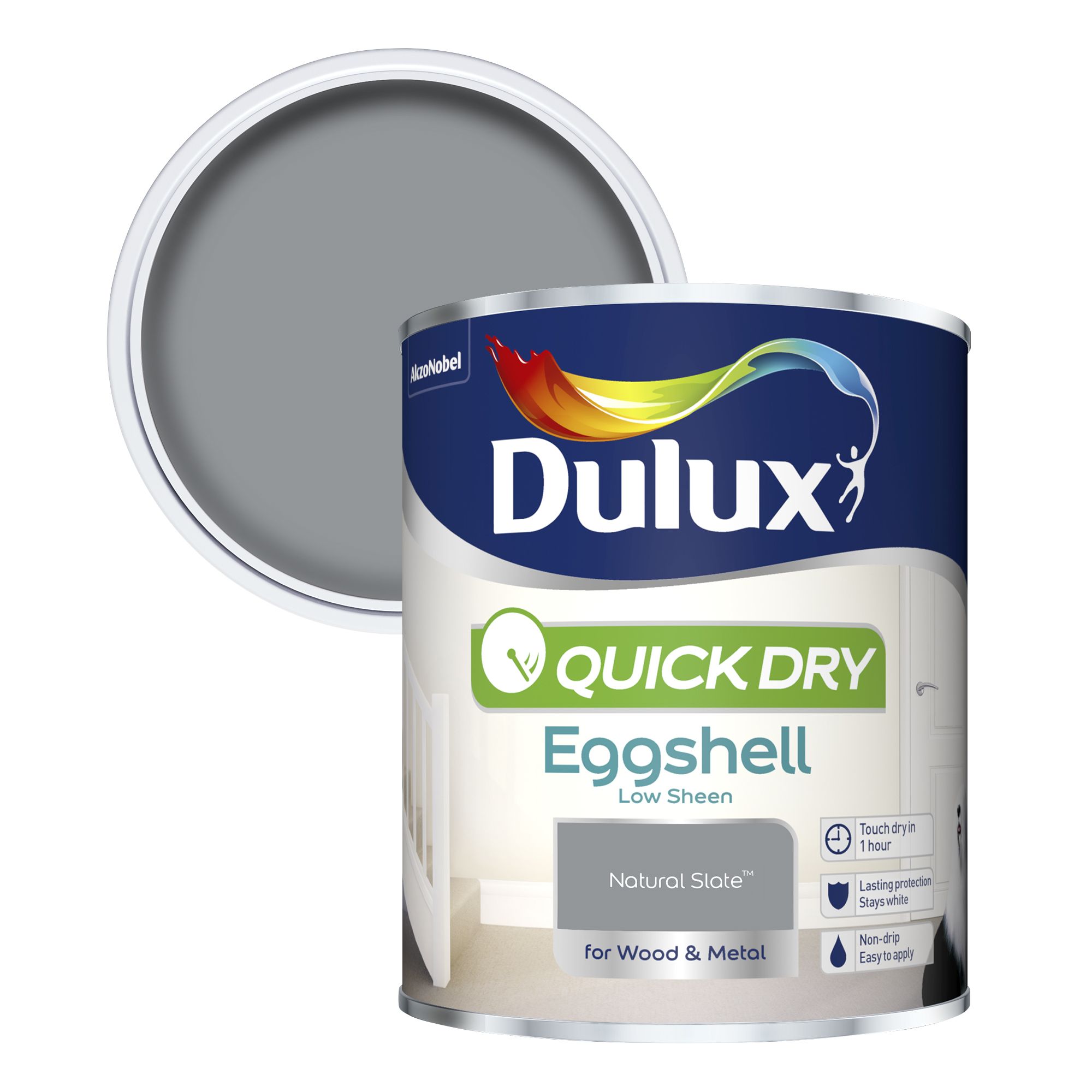 Dulux Quick dry Natural slate Eggshell Metal & wood paint, 0.75L | DIY