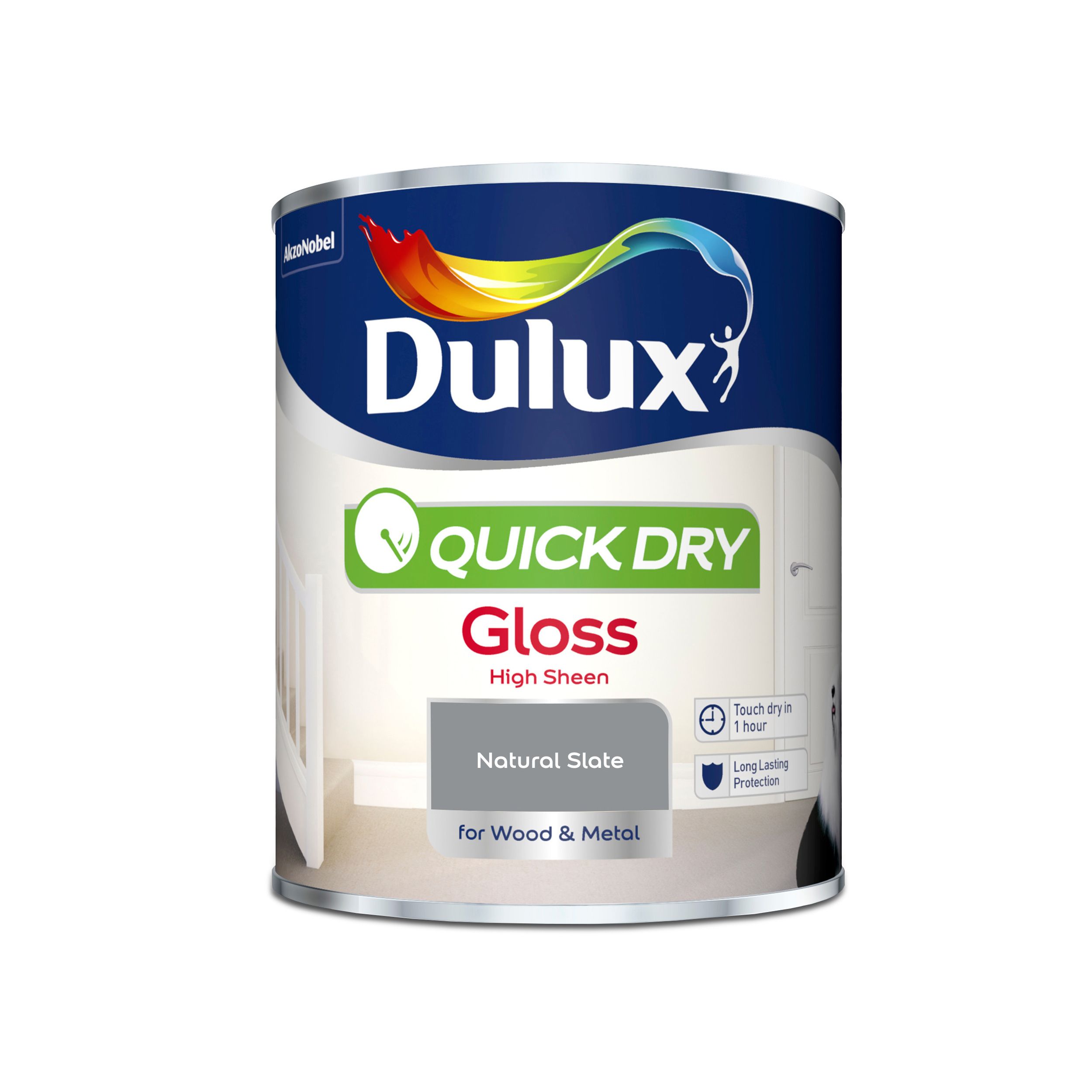 Dulux Quick dry Natural slate Gloss Metal & wood paint, 750ml
