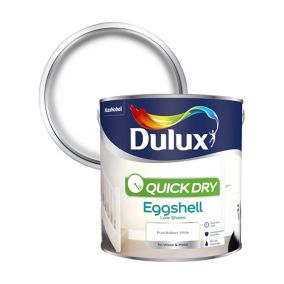 Dulux Quick dry Pure brilliant white Eggshell Metal & wood paint, 2.5L