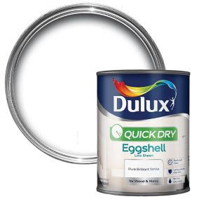 Dulux Quick dry Pure brilliant white Eggshell Metal & wood paint, 750ml