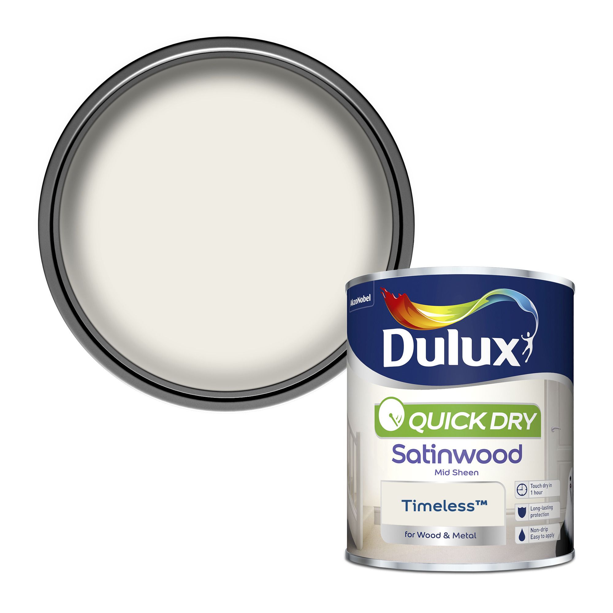 Dulux Quick dry Timeless Satinwood Metal & wood paint, 750ml