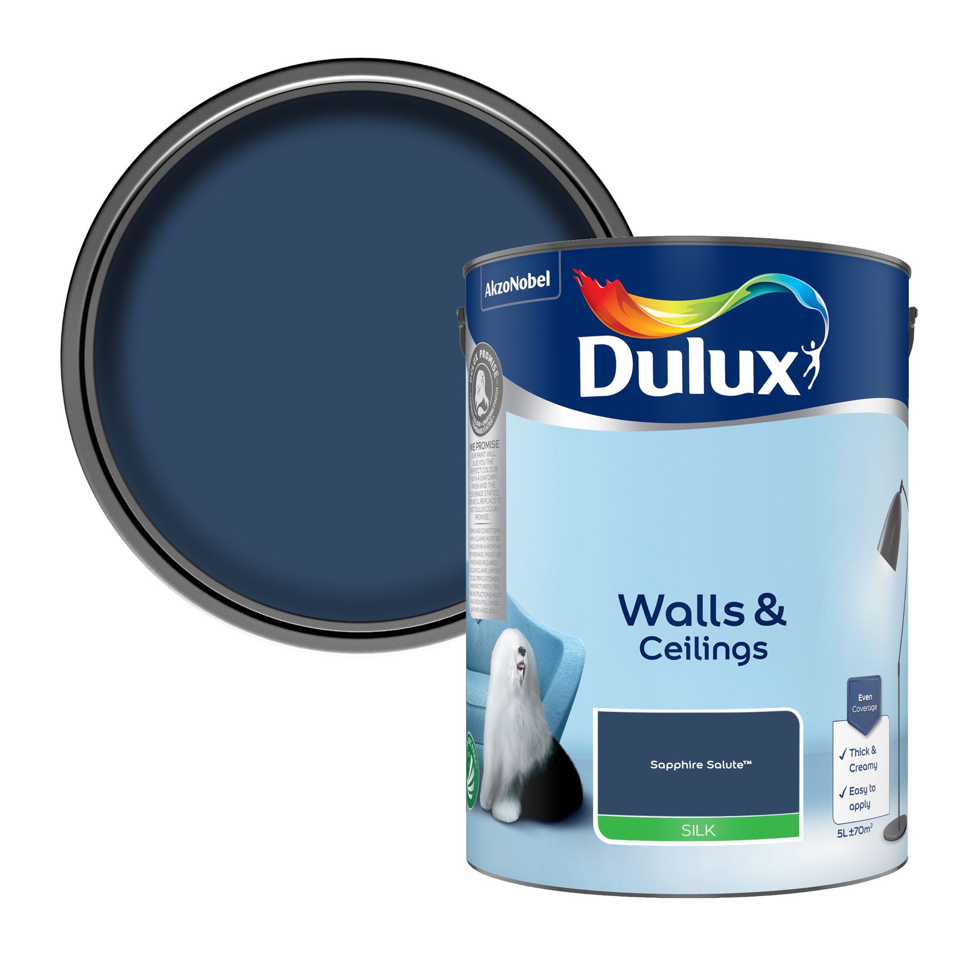 Dulux Sapphire Salute Silk Wall & ceiling Emulsion paint, 5L