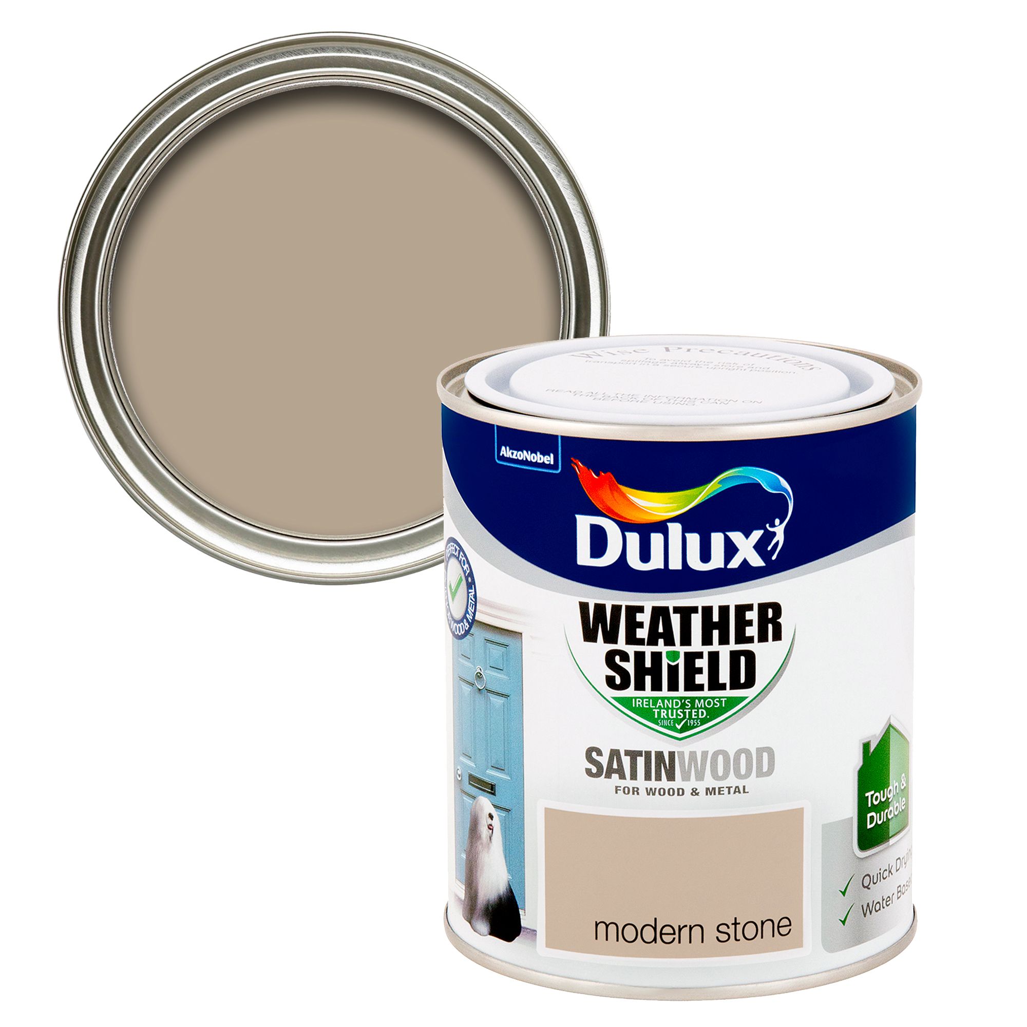 Dulux Satinwood Modern stone Satinwood Copper hammered effect Multi-surface Exterior Doors & windows Topcoat Metal & wood paint, 750ml Tin