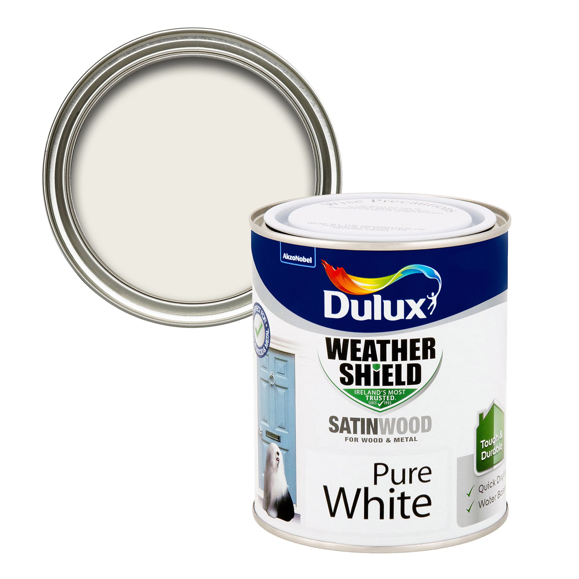 Dulux Satinwood Pure brilliant white Satinwood Copper hammered effect