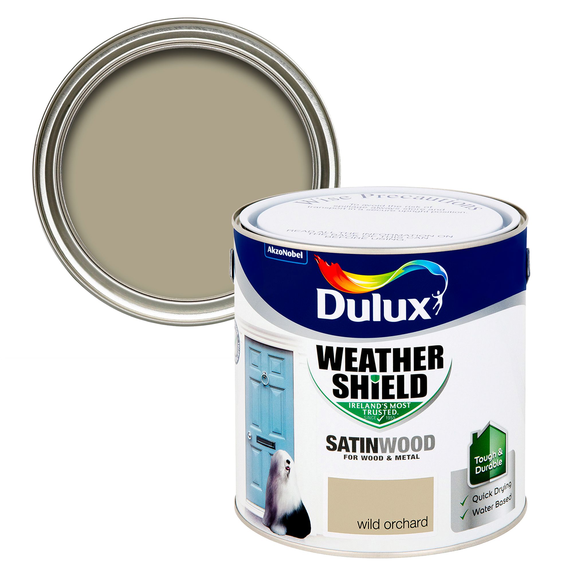 Dulux Satinwood Wild orchard Satinwood Copper hammered effect Multi-surface Exterior Doors & windows Topcoat Metal & wood paint, 2.5L Tin