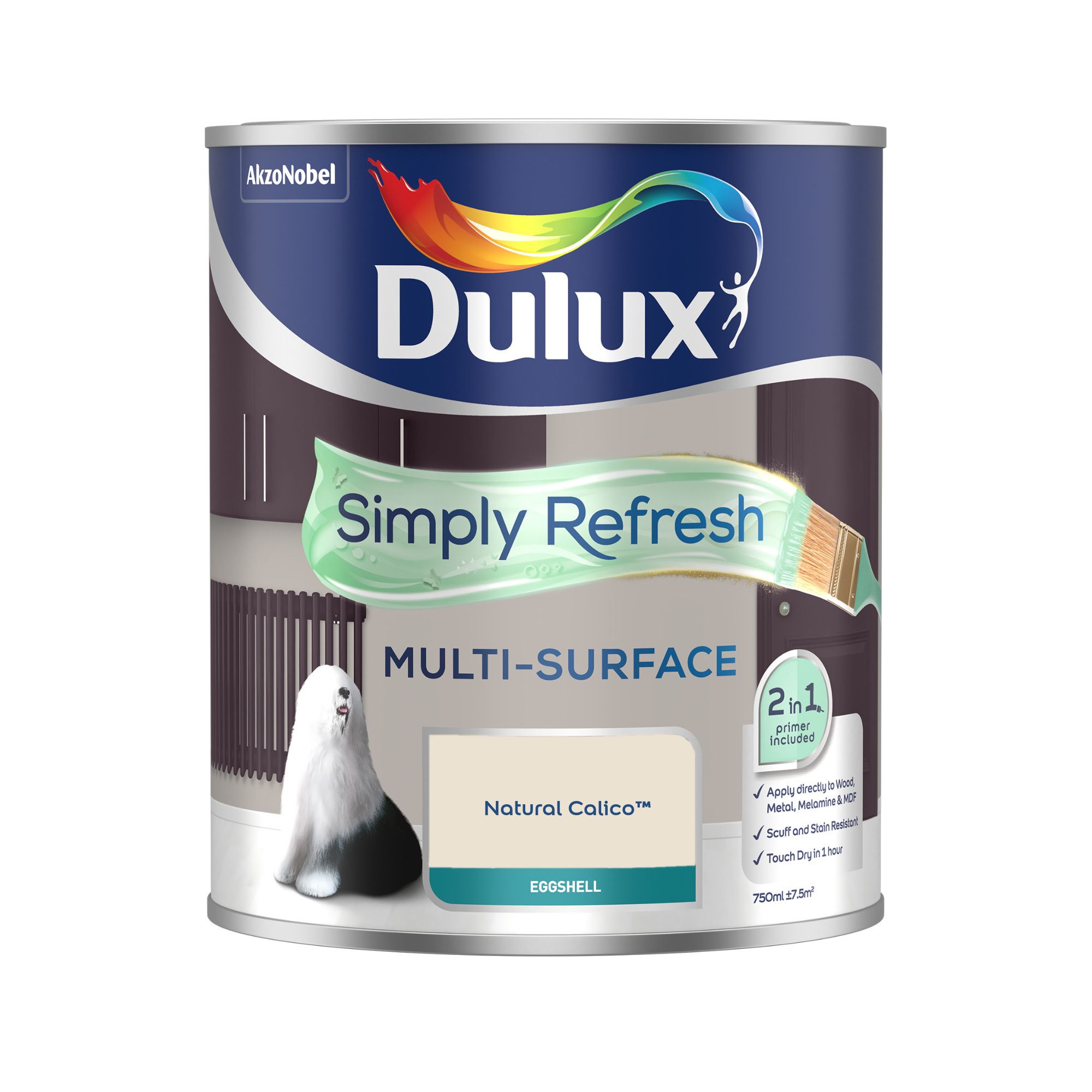 Dulux Simply Refresh Natural Calico Eggshell Multi-surface Emulsion paint, 750ml
