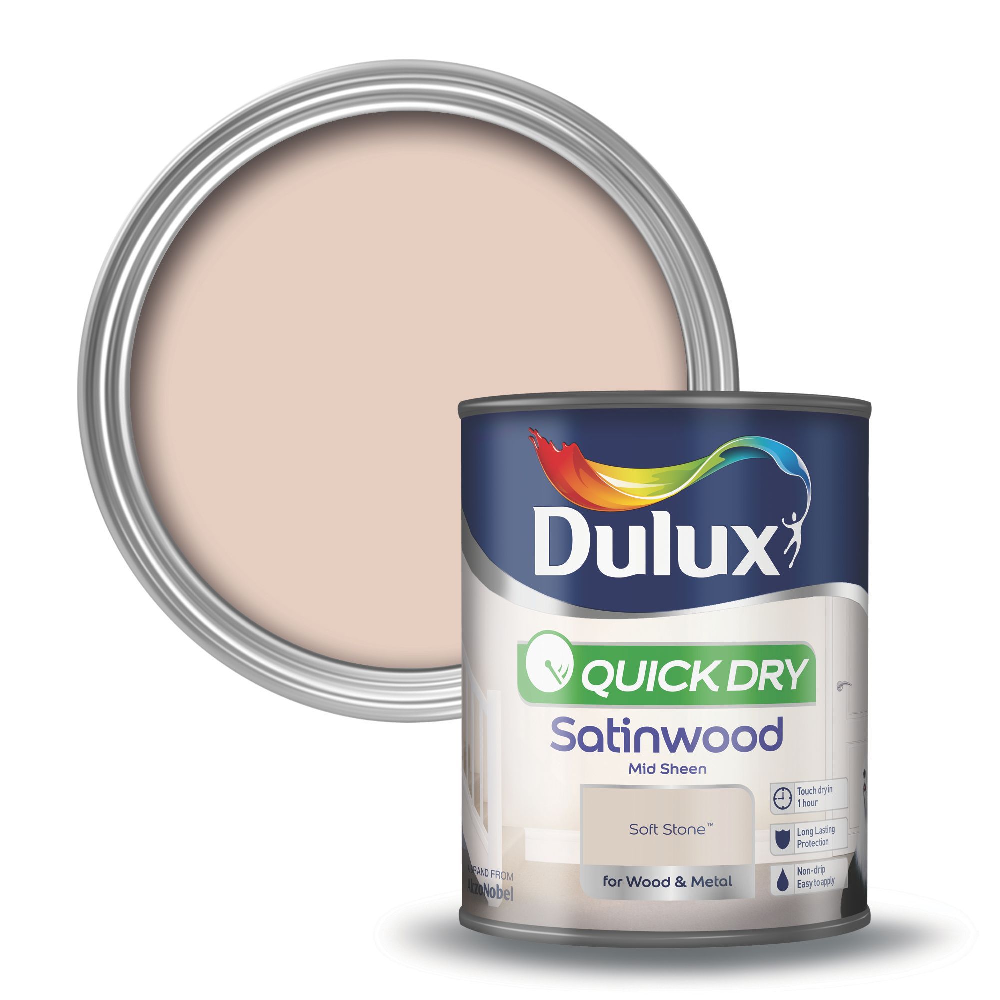 Dulux Soft stone Satin Metal & wood paint, 0.75L DIY at B&Q