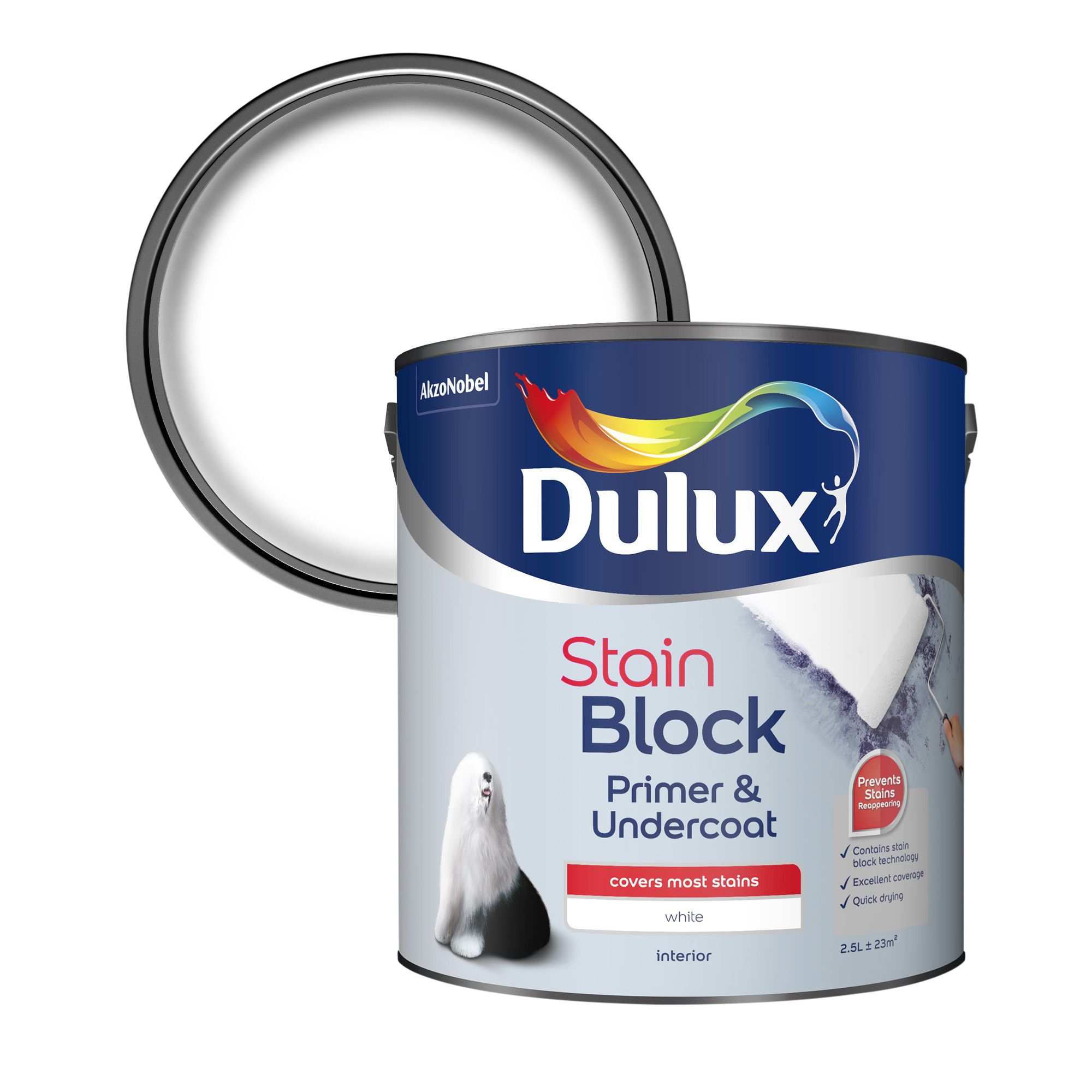 Dulux Stain Block White Primer & Undercoat, 2.5L | DIY At B&Q