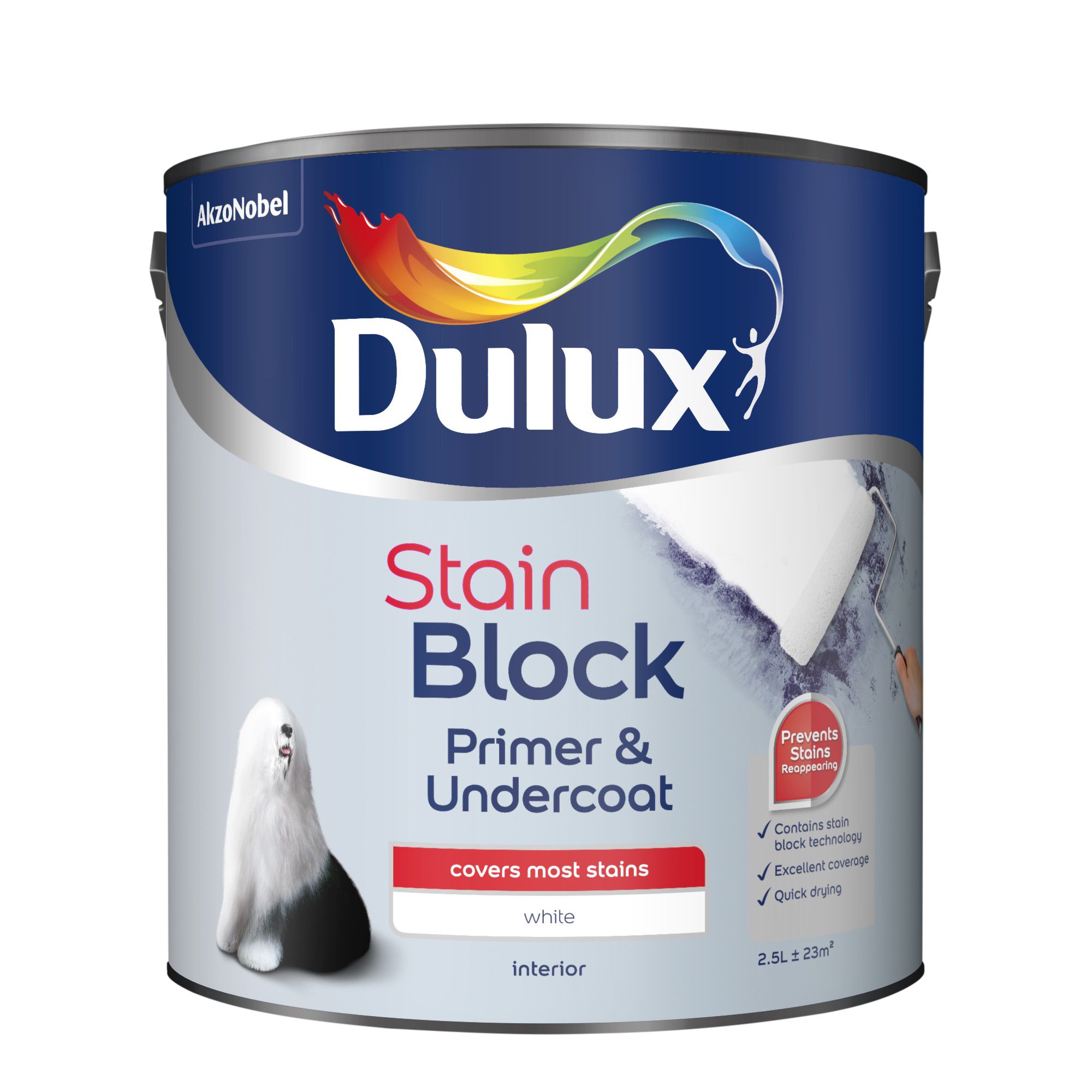 Dulux Stain Block White Primer & Undercoat, 2.5L | DIY At B&Q