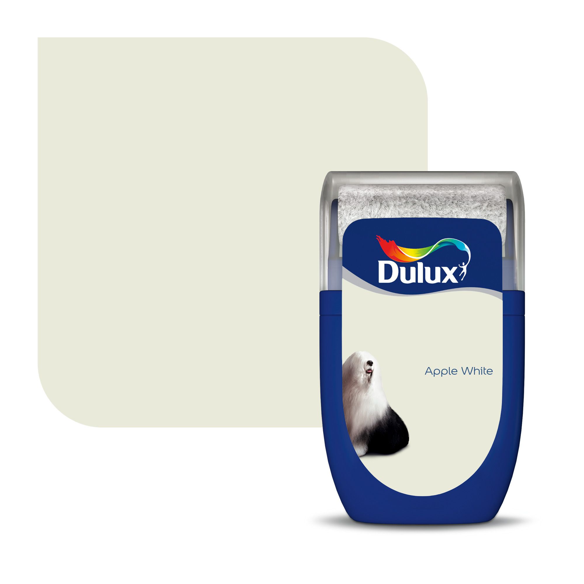 Dulux Standard Apple white Matt Wall & ceiling Emulsion paint, 30ml ...