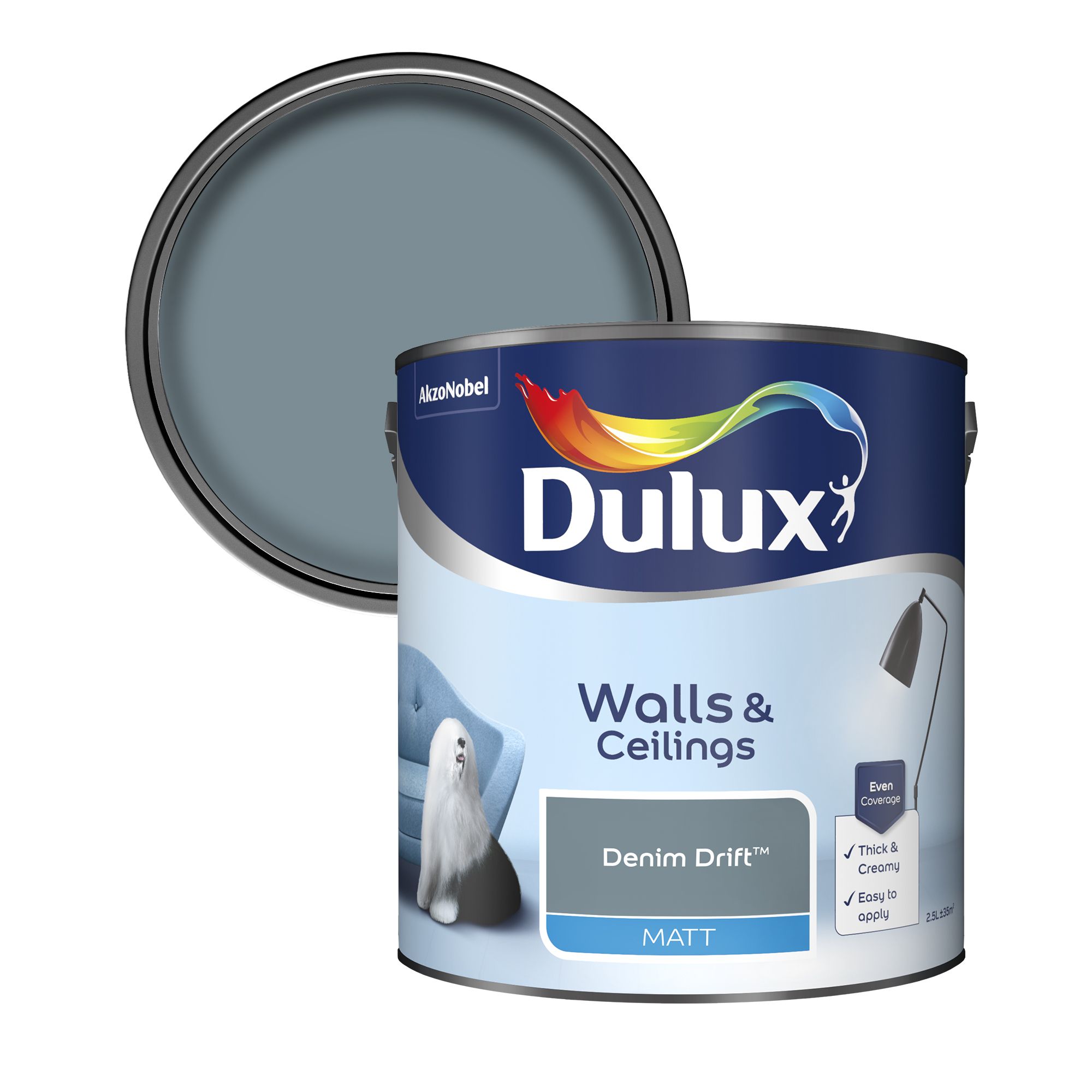 Dulux Standard Denim Drift Matt Emulsion Paint 2 5l Diy At B Q