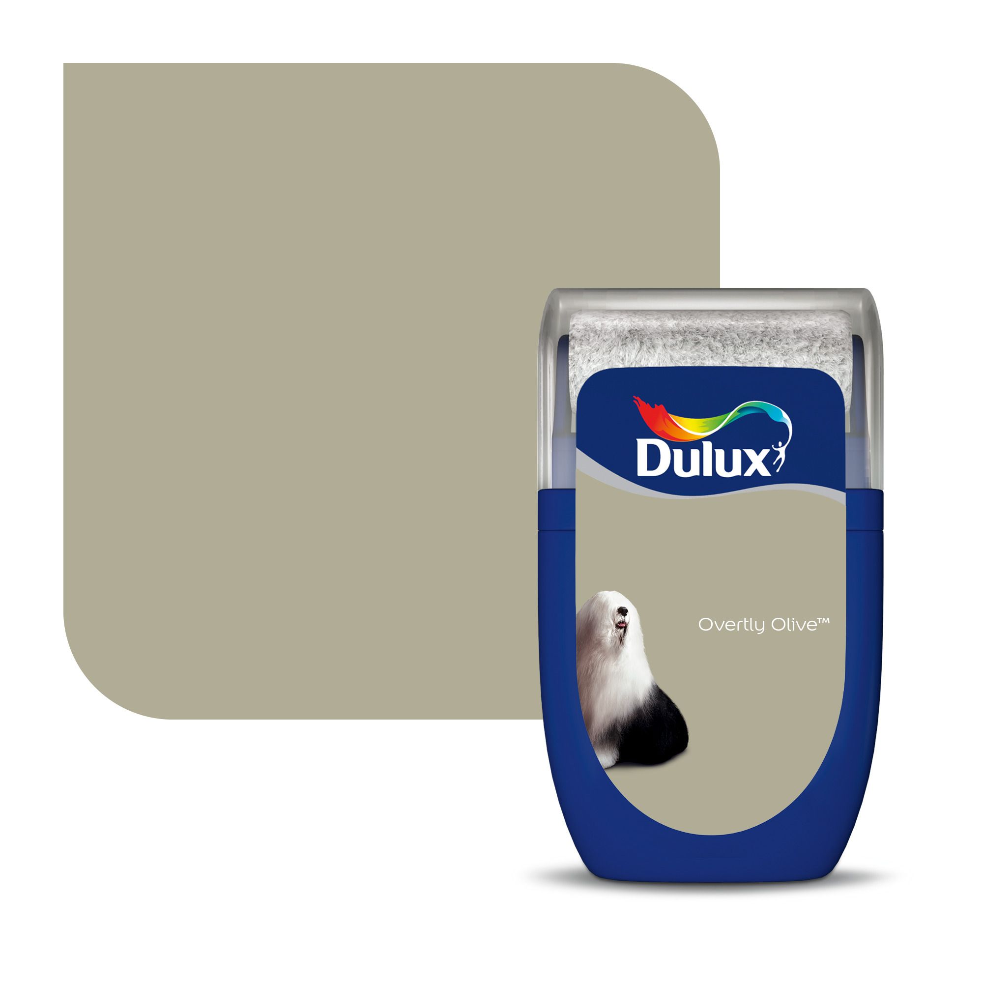 Dulux Standard Overtly Olive Matt Emulsion Paint, 30ml Tester Pot | DIY ...