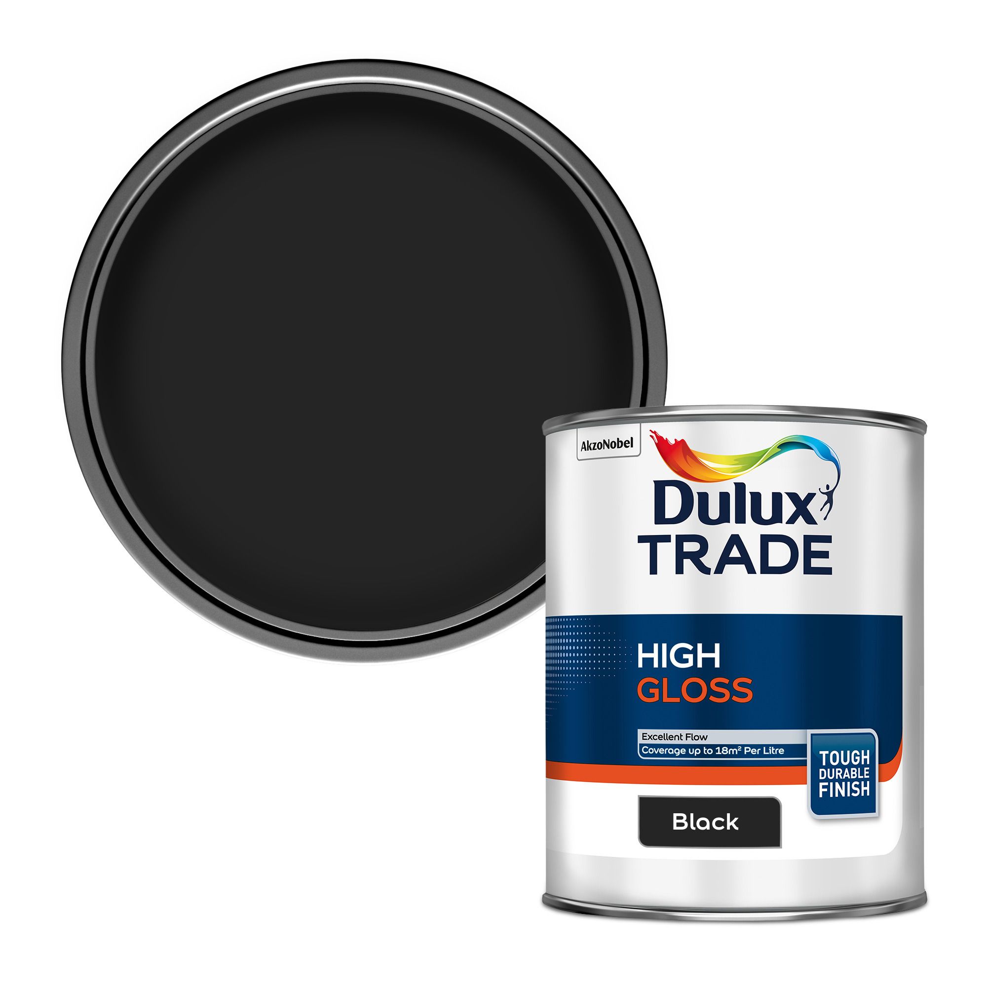 Dulux Trade Black High gloss Metal & wood paint, 1L DIY at B&Q