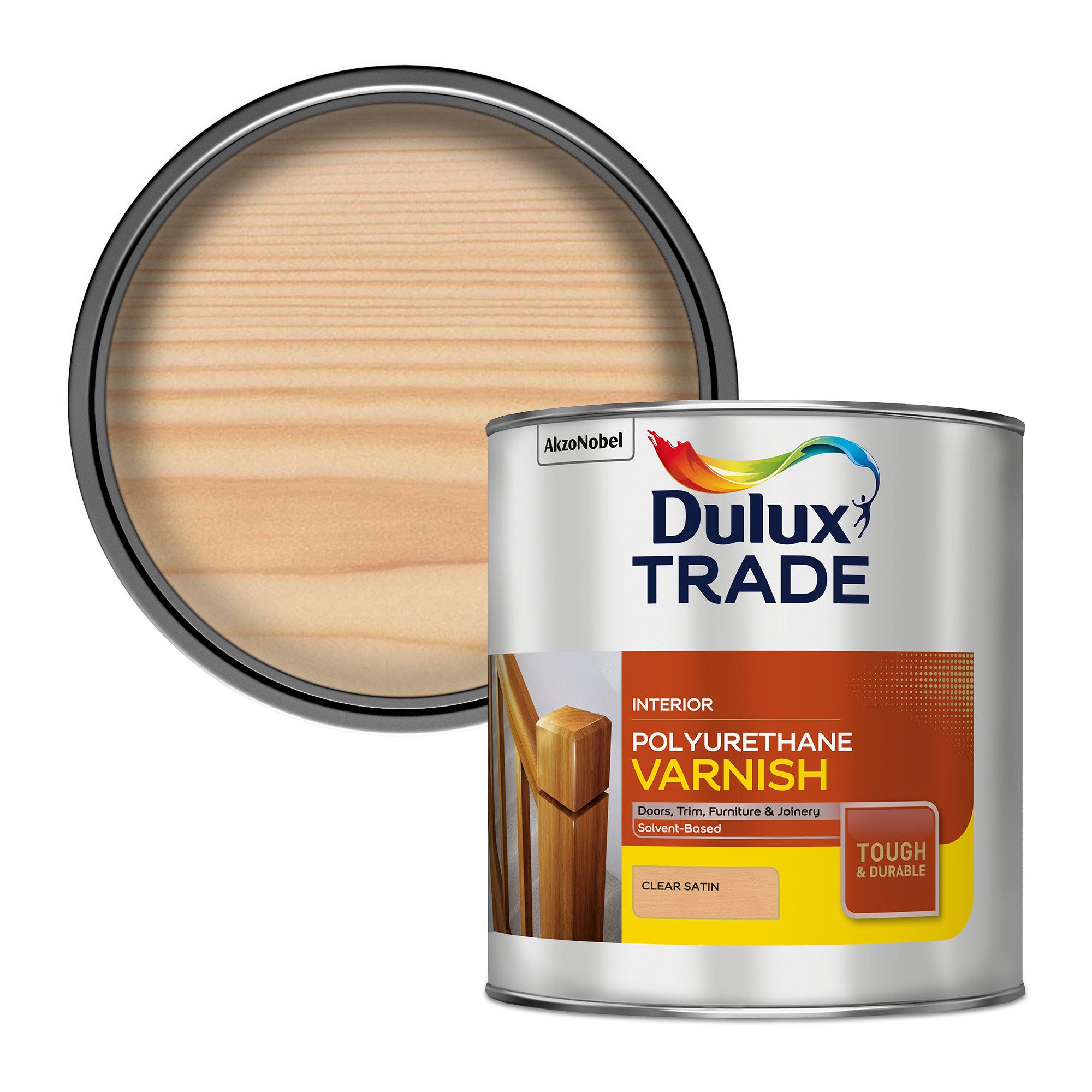 Dulux Trade Clear Satin Wood varnish DIY at B&Q