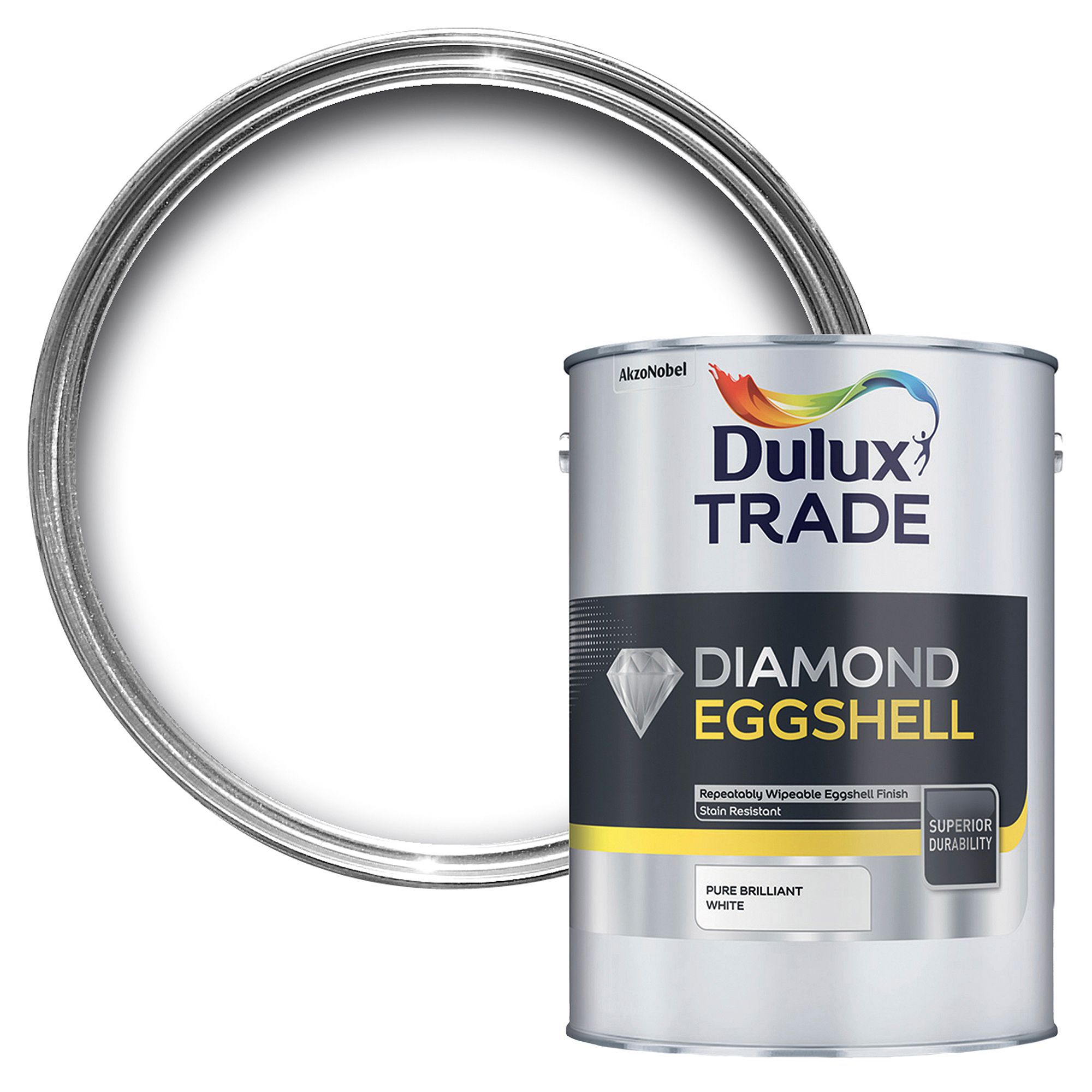 Dulux Trade Diamond Quick Dry Pure brilliant white Eggshell Metal