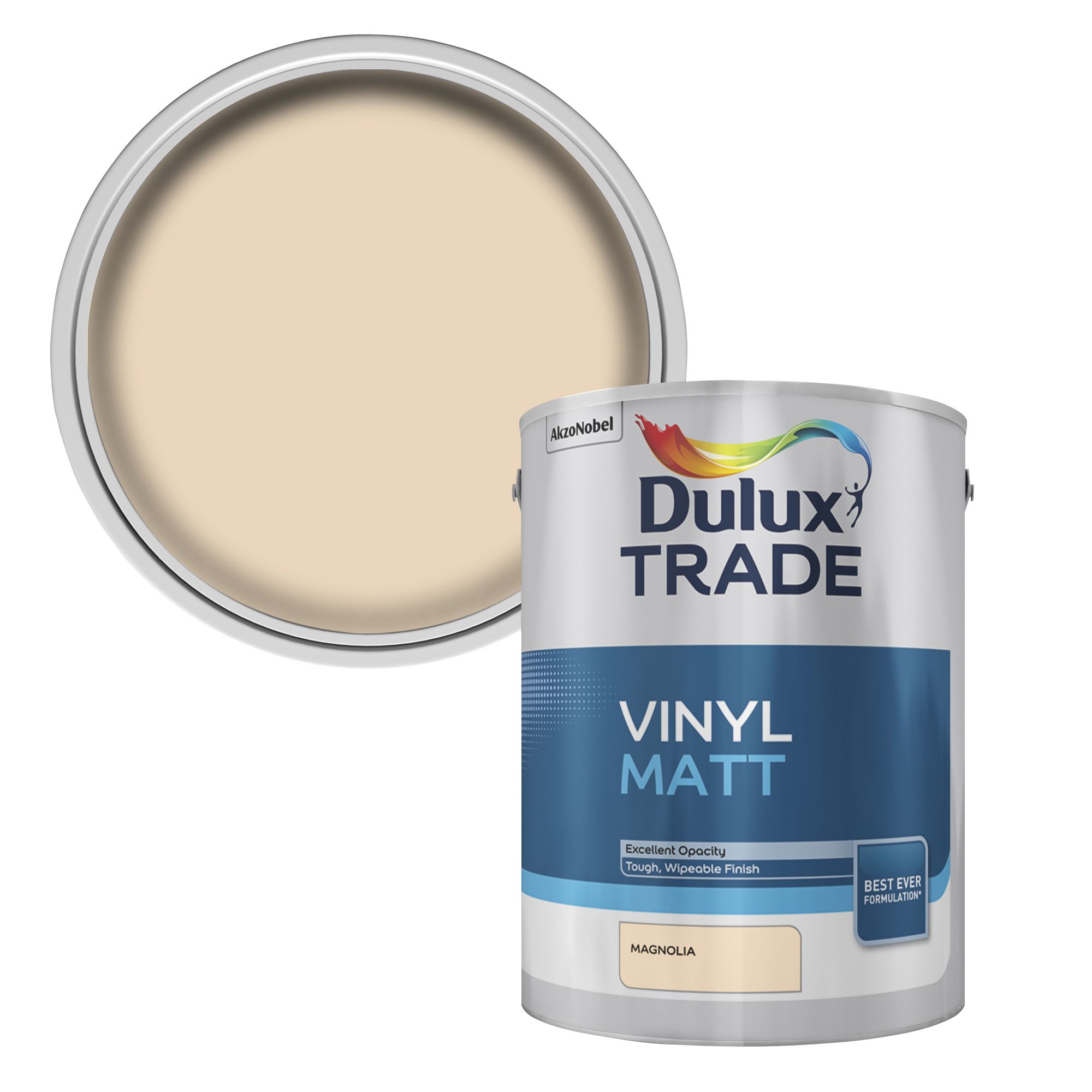 Dulux Trade Magnolia Matt Wall & ceiling Emulsion paint, 5L
