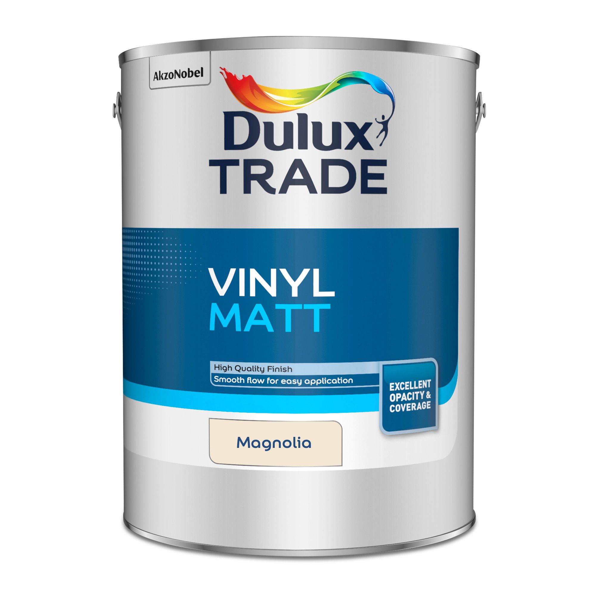Dulux Trade Magnolia Matt Wall & ceiling Emulsion paint, 5L