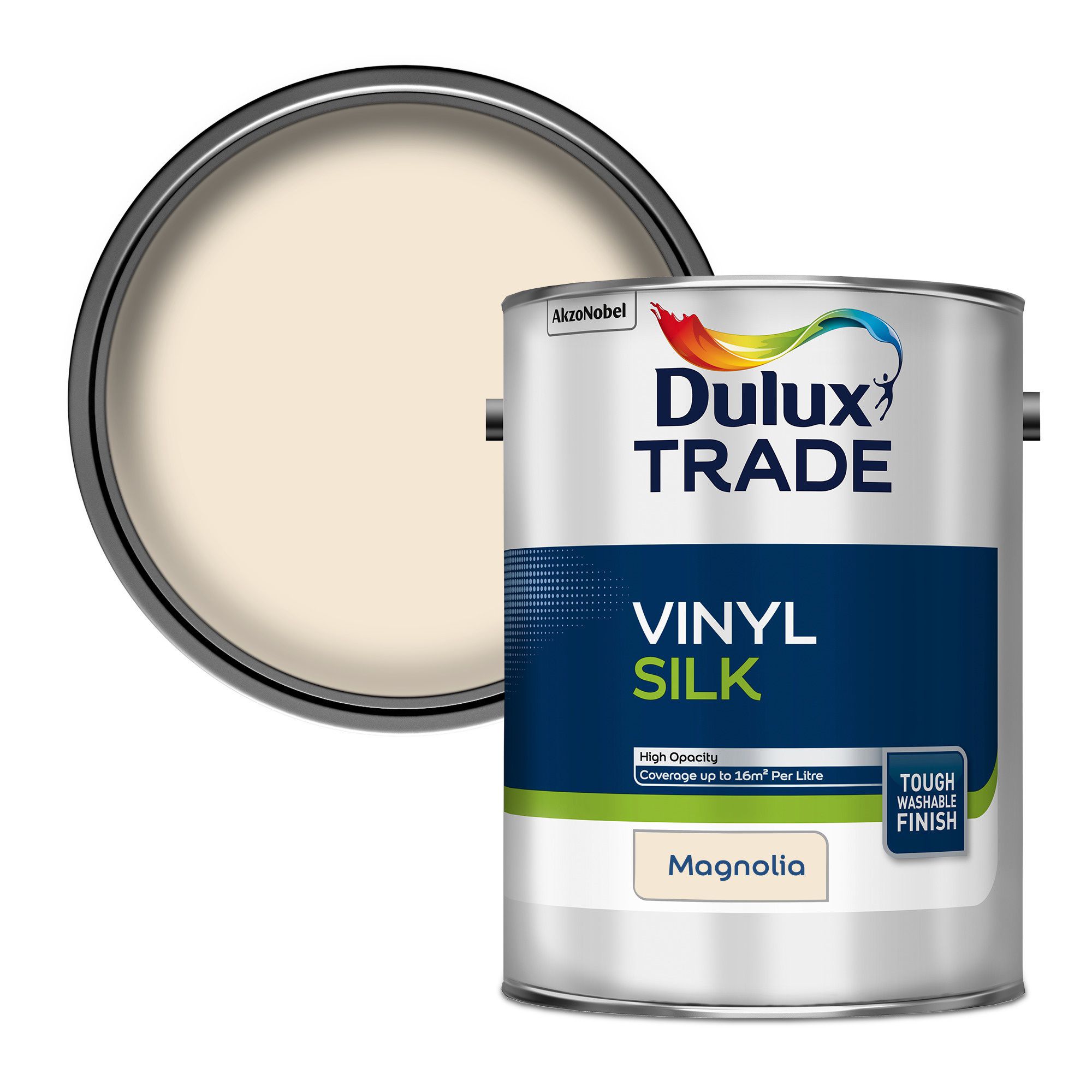 Product image for Dulux Trade Magnolia Silk Emulsion paint, 5L